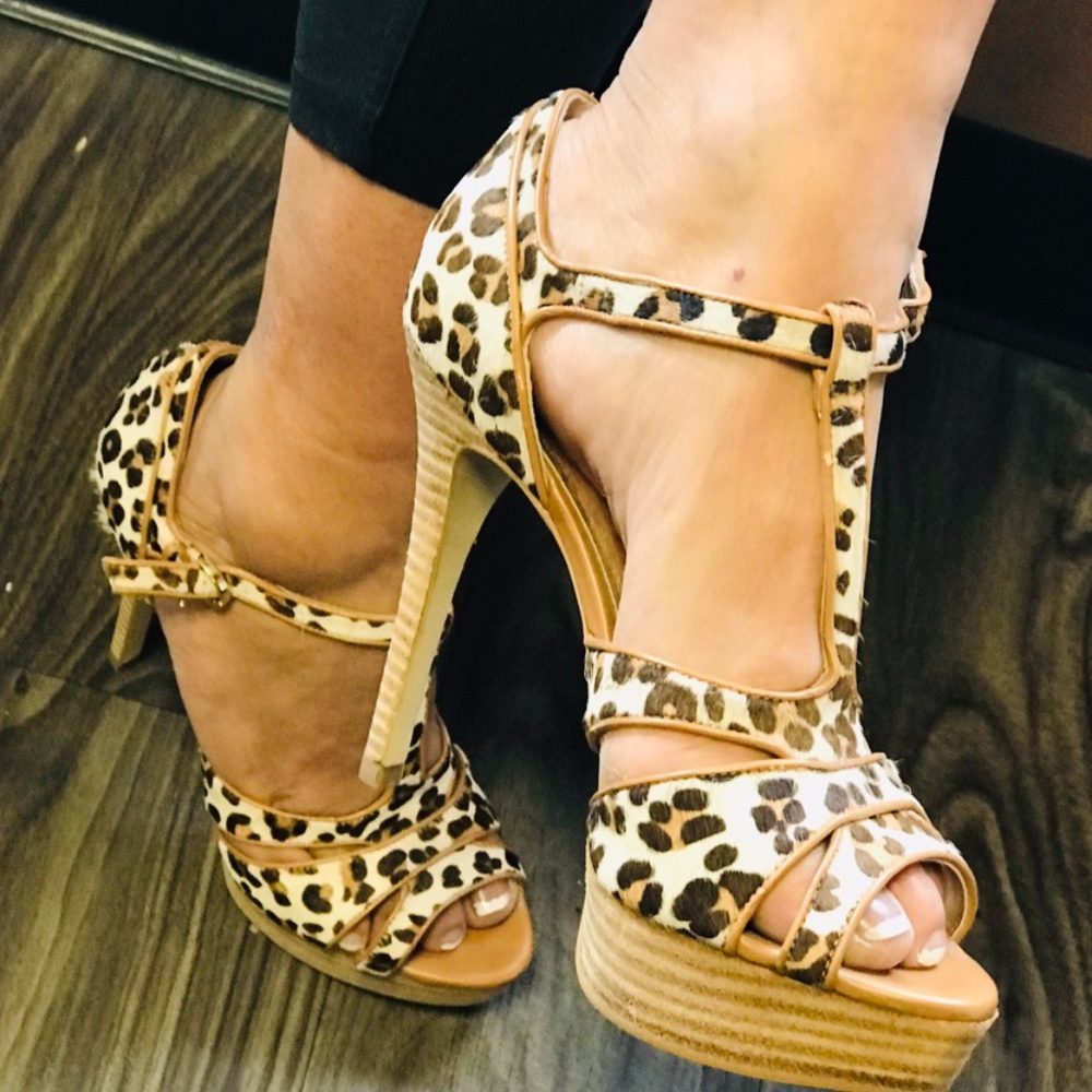 Leopard Print Strap Stilettos
